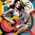 Abstract Woman and Guitar